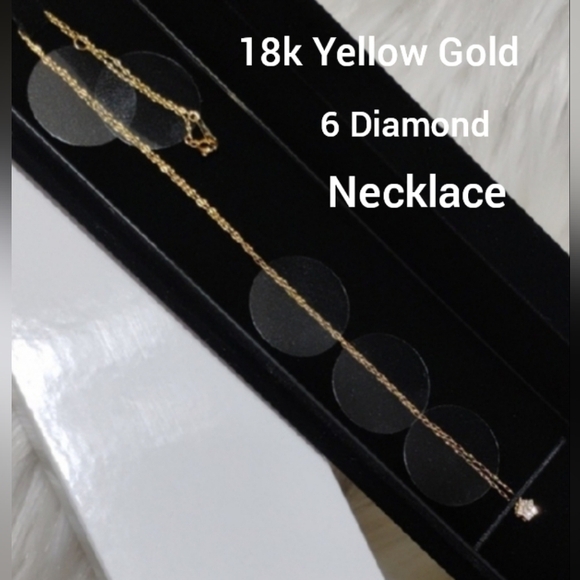 18k Yellow Gold & Diamonds Jewelry - 18k Yellow Gold 6 Piece Diamond Cluster Necklace W Box